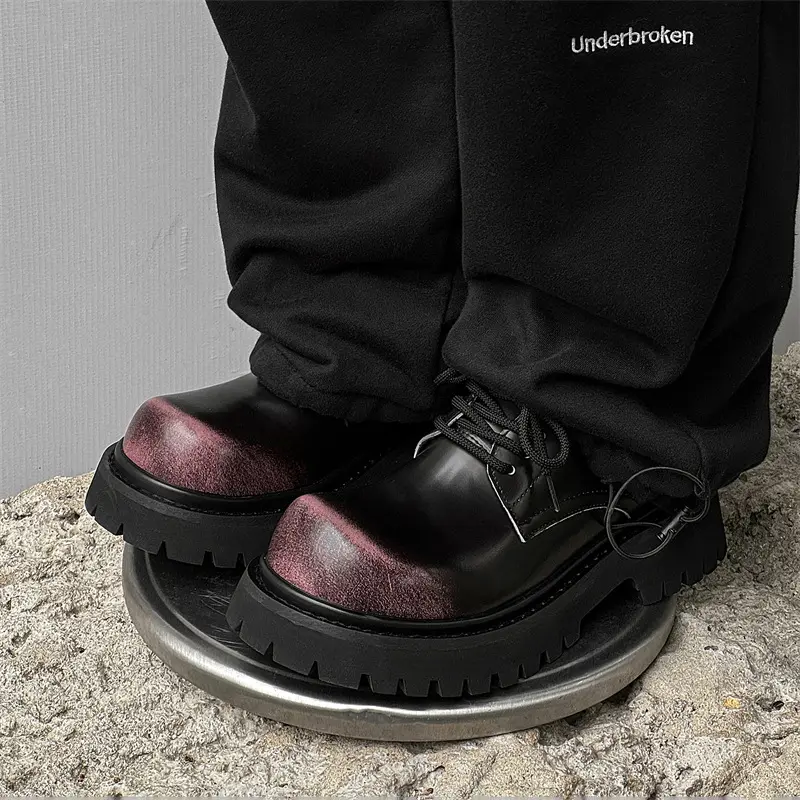 big size men's fashion genuine leather shoes lace-up platform derby shoe hip hop punk big toe cowboy designer sneakers footwear
