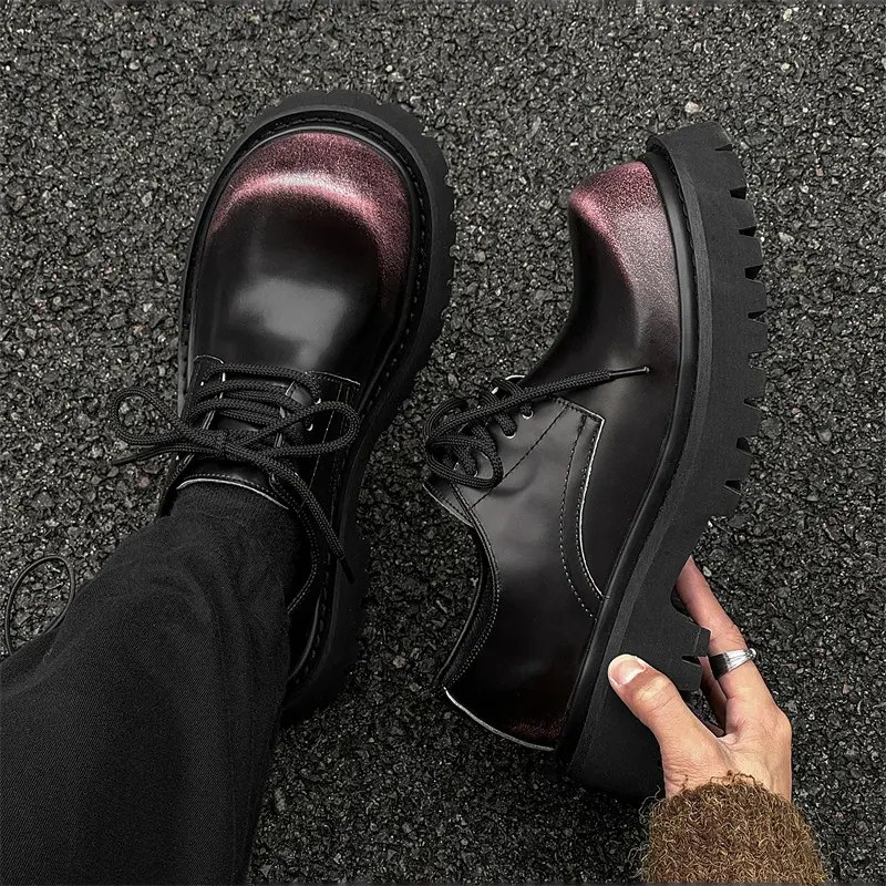 big size men's fashion genuine leather shoes lace-up platform derby shoe hip hop punk big toe cowboy designer sneakers footwear