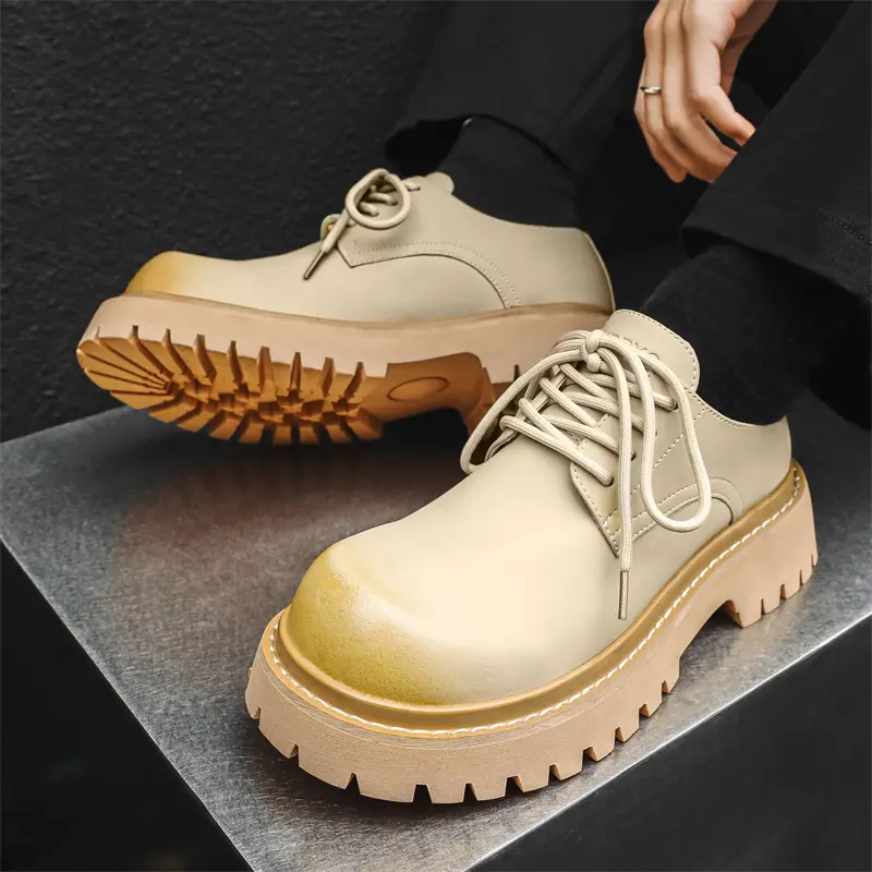 men fashion wedding party dress platform shoes lace-up derby shoe black white original leather sneakers gentleman footwear male