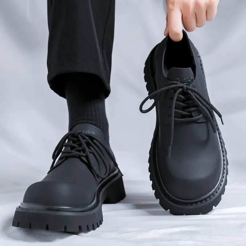 men fashion wedding party dress platform shoes lace-up derby shoe black white original leather sneakers gentleman footwear male