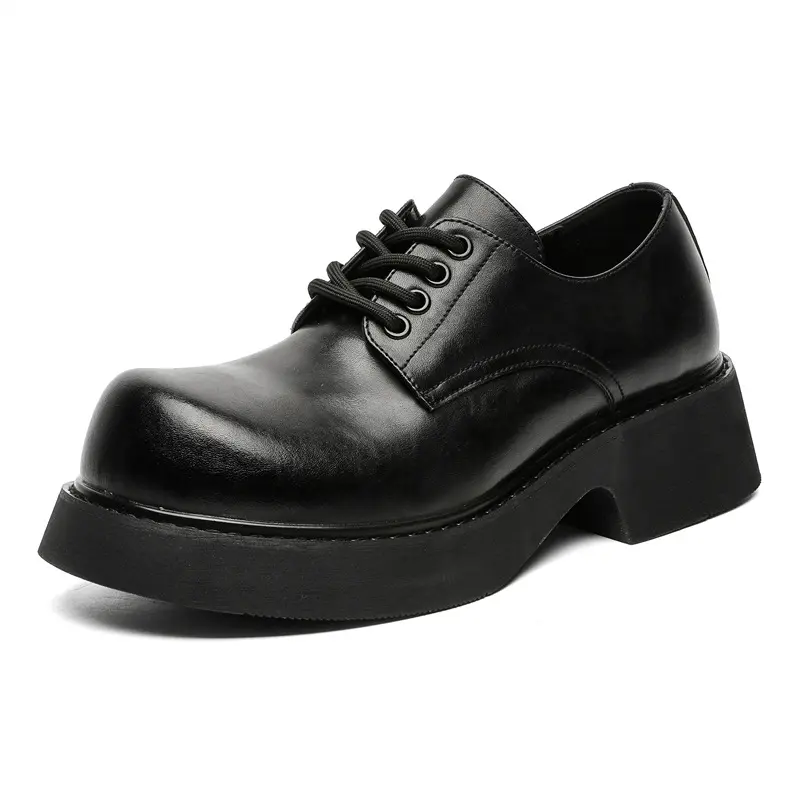 plus size men casual business wedding formal dress shoes lace-up genuine leather derby shoe black platform big toe footwear male