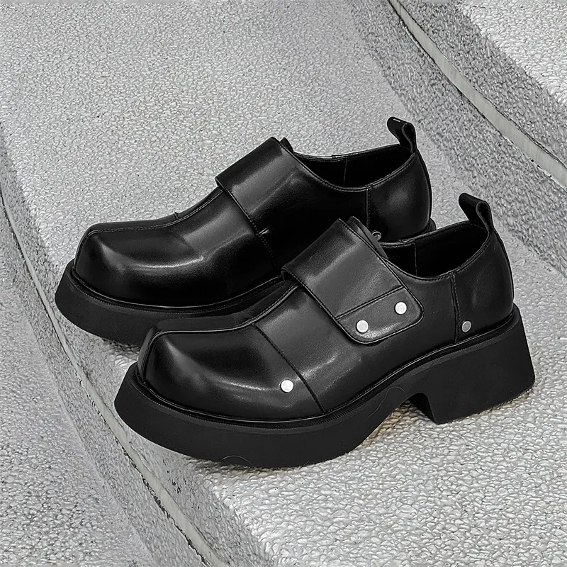men fashion original leather shoes slip-on driving shoe business wedding dress black trendy platform loafers designer footwear