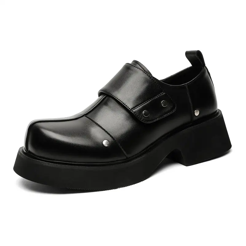 men fashion original leather shoes slip-on driving shoe business wedding dress black trendy platform loafers designer footwear