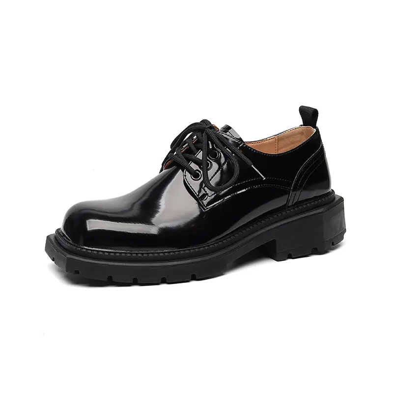 men luxury fashion patent leather shoes lace-up oxfords shoe brand designer square toe sneakers wedding party platform footwear