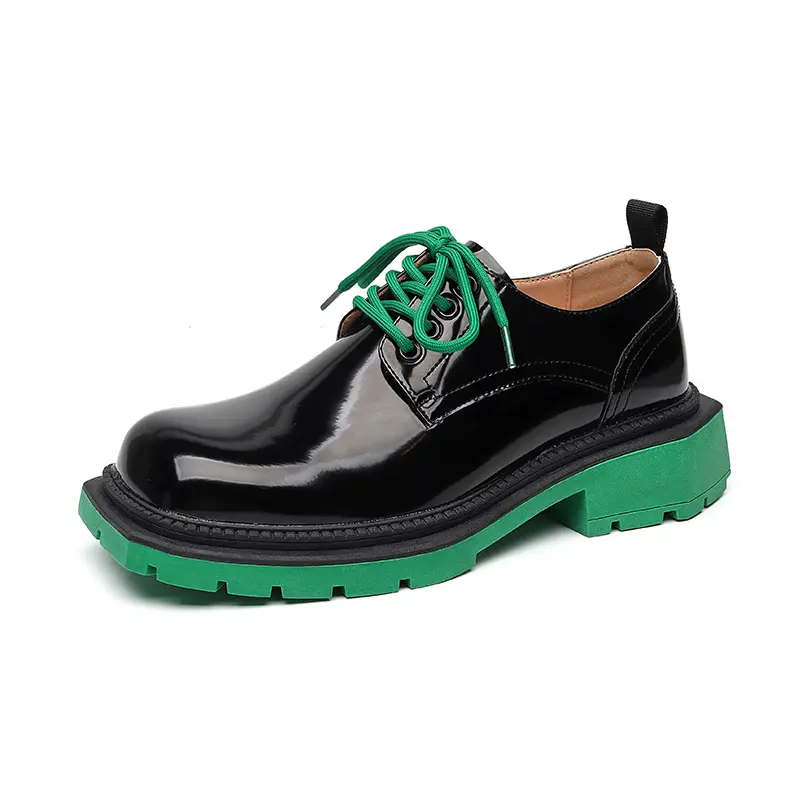 men luxury fashion patent leather shoes lace-up oxfords shoe brand designer square toe sneakers wedding party platform footwear