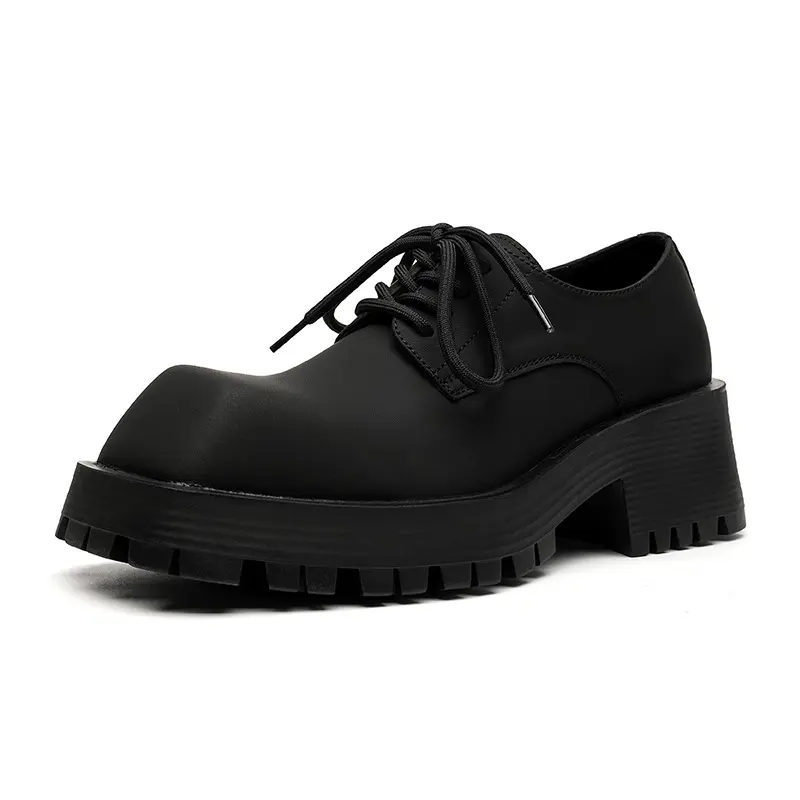 men's italian brand designer shoes lace-up square toe oxfords shoe party nightclub platform sneakers genuine leather footwear