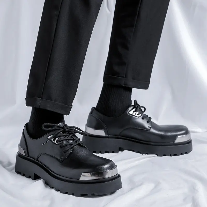 men's casual party banquet dress genuine leather shoes lace-up derby shoe brand designer platform sneakers gentleman footwear