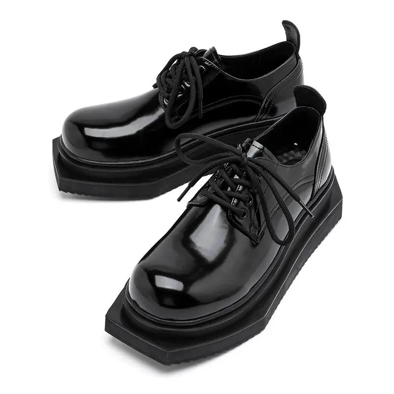italian brand designer shoes for men luxury fashion square toe original leather derby shoe black platform sneakers mans footwear