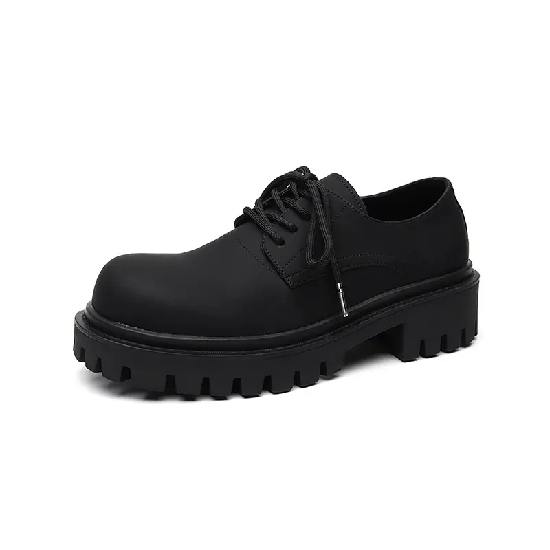 men casual business office formal dress genuine leather shoes lace-up derby shoe black tide gentleman platform footwear zapatos