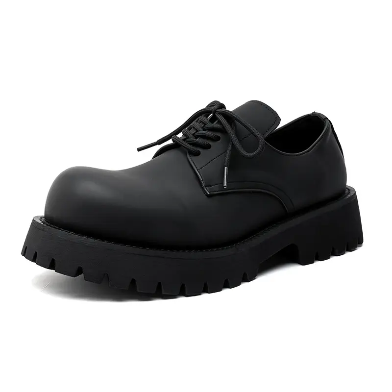 mens casual business office dress genuine leather shoes lace-up derby shoe black stylish platform sneakers gentleman footwear