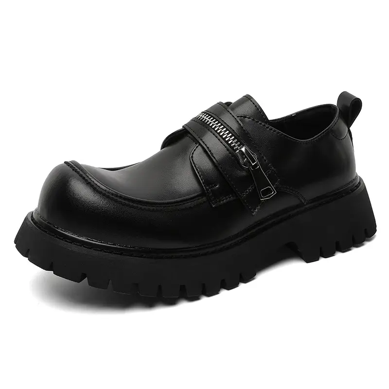 large size men fashion hip hop rock platform shoes slip-on original leather shoe big toe designer loafers cool stylish footwear