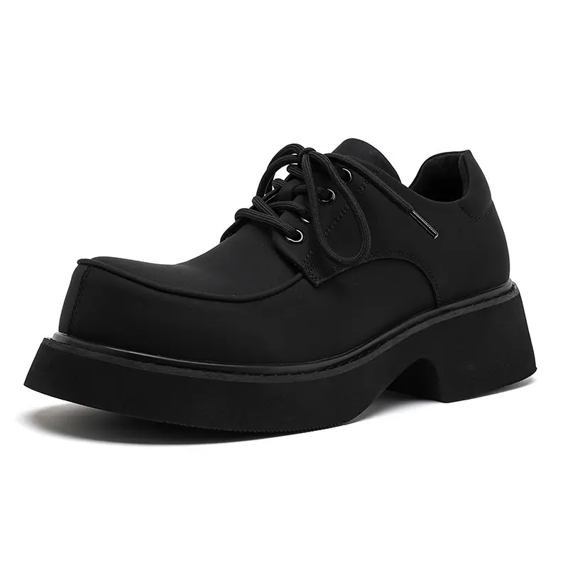 men's fashion natural leather shoes lace-up derby shoe black white platform sneakers big toe party banquet gentleman footwear