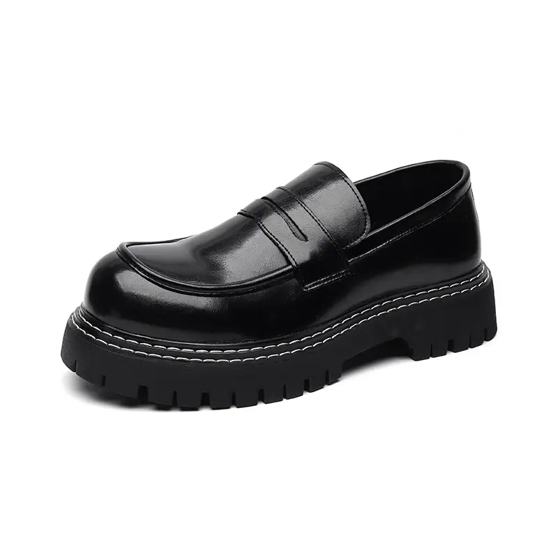 mens casual genuine leather shoes slip-on driving shoe business wedding dresses black tide platform loafers gentleman footwear
