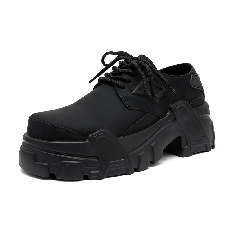 men luxury fashion punk rock dress platform shoes black trendy genuine leather shoe brand designer sneakers personality footwear