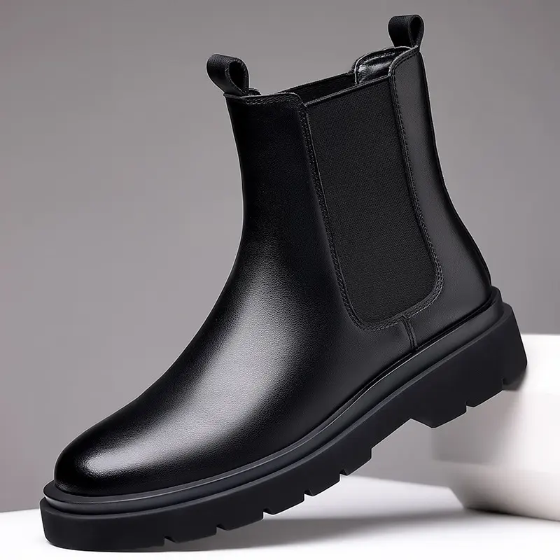 men's luxury fashion chelsea boots party nightclub dress natural leather shoes high top cowboy boot spring autumn platform botas