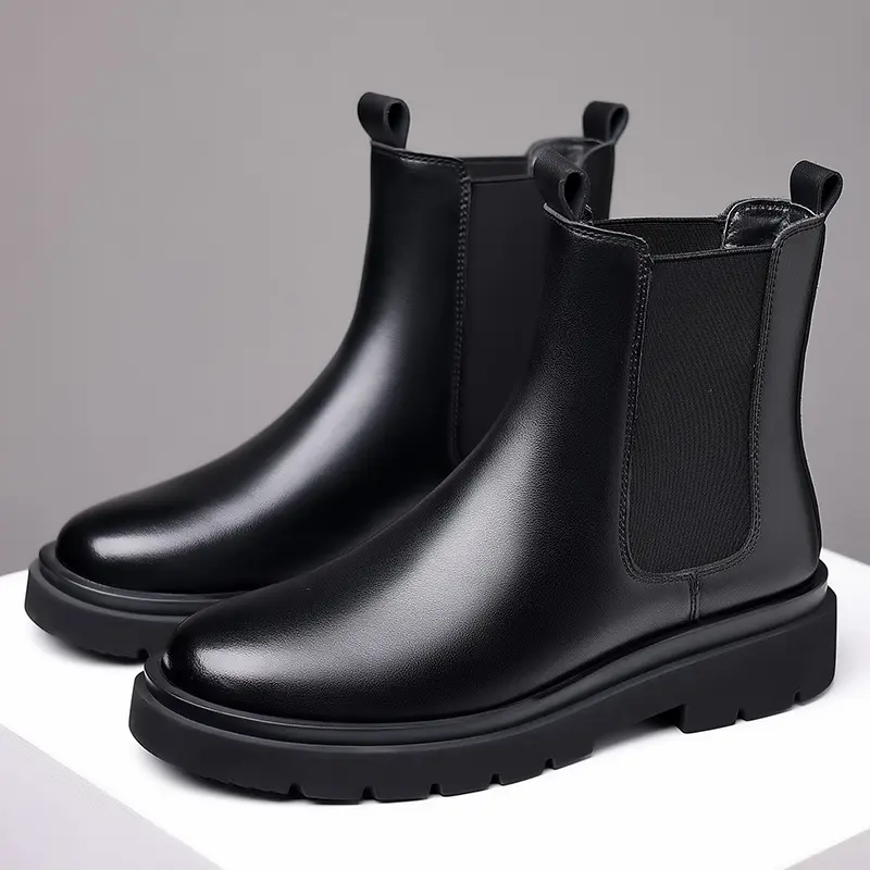 men's luxury fashion chelsea boots party nightclub dress natural leather shoes high top cowboy boot spring autumn platform botas