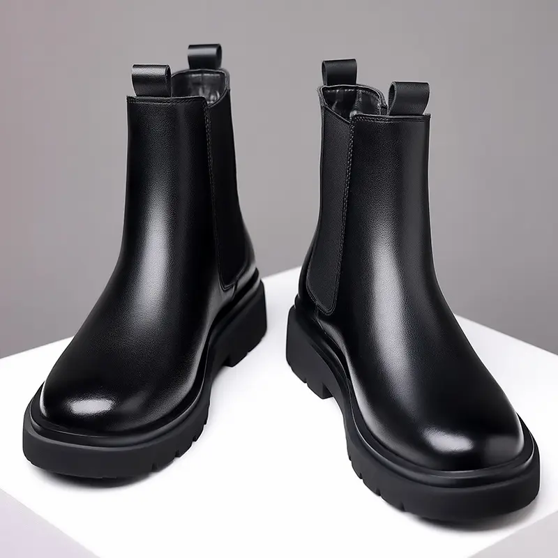 men's luxury fashion chelsea boots party nightclub dress natural leather shoes high top cowboy boot spring autumn platform botas