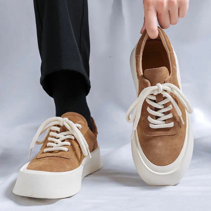 British style mens casual desert shoes lace-up cow suede leather oxfords shoe cowboy flats platform sneakers street footwear man