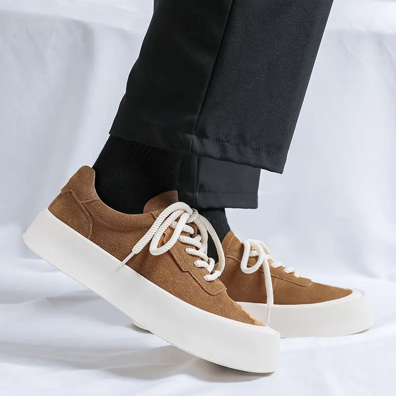 British style mens casual desert shoes lace-up cow suede leather oxfords shoe cowboy flats platform sneakers street footwear man