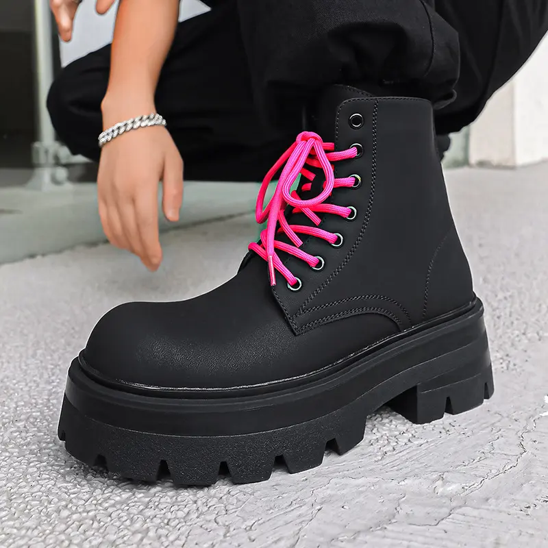 big size mens fashion punk rock platform boots designer original leather shoes cowboy autumn winter boot long motorcycle botas