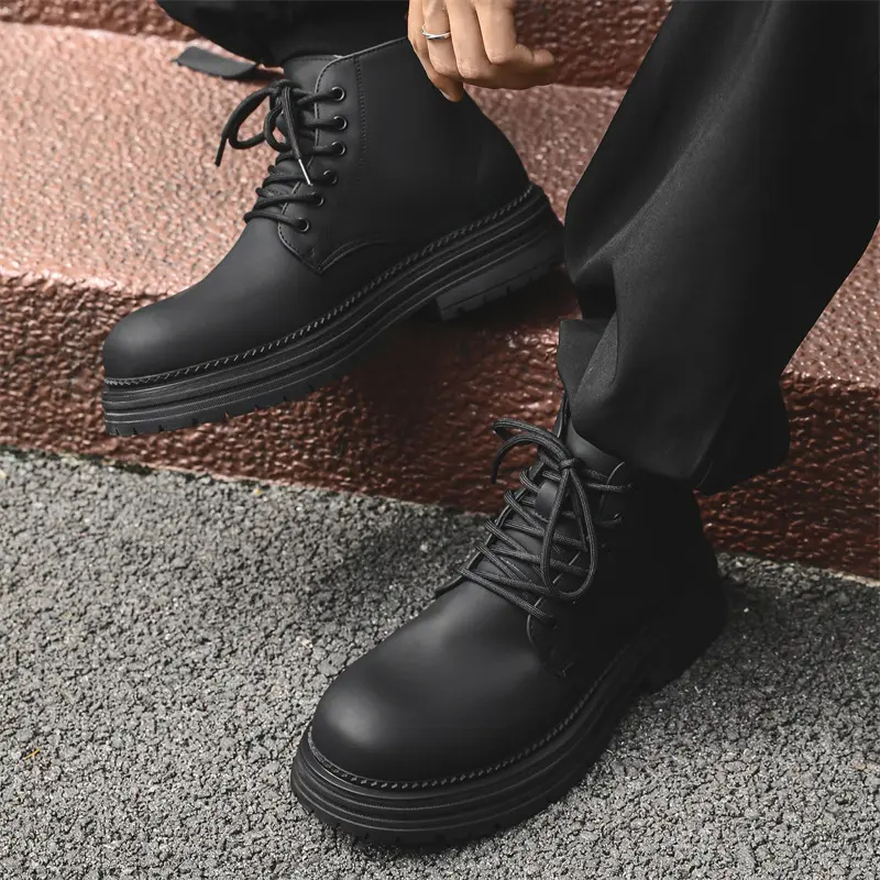 men's casual autumn winter boots black trendy original leather shoes party prom dress cowboy platform boot cool ankle botas male