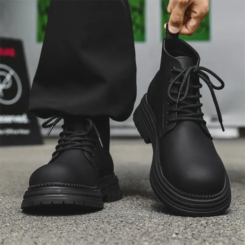 men's casual autumn winter boots black trendy original leather shoes party prom dress cowboy platform boot cool ankle botas male