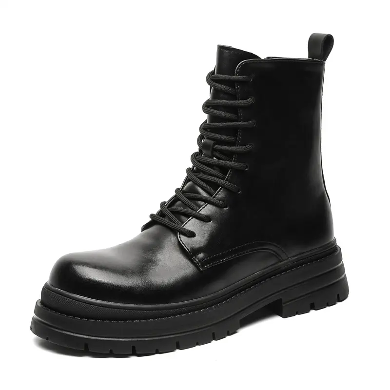 England style men fashion high motorcycle boots black stylish platform shoes cowboy spring autumn boot original leather botas