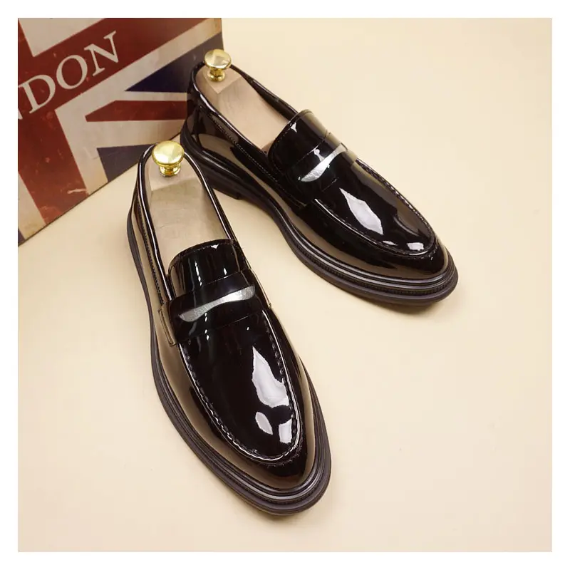 men's casual business office formal dress shoes slip-on flats shoe black stylish original leather loafers breathable footwear