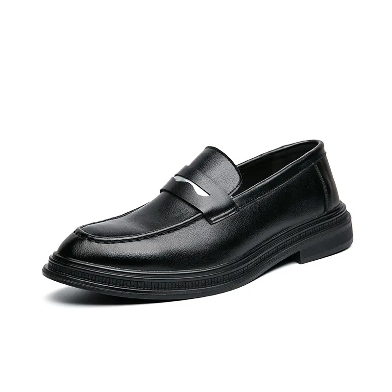 men's casual business office formal dress shoes slip-on flats shoe black stylish original leather loafers breathable footwear