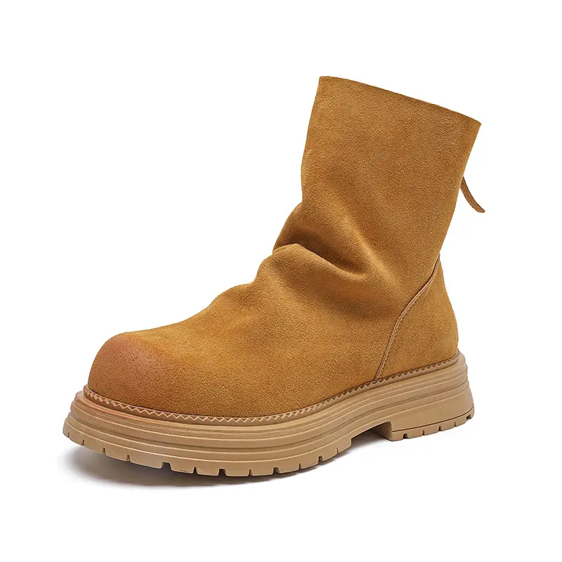 men's fashion punk rock high platform boots designer cow suede leather shoes cowboy long boot trendy motorcycle botas masculinas
