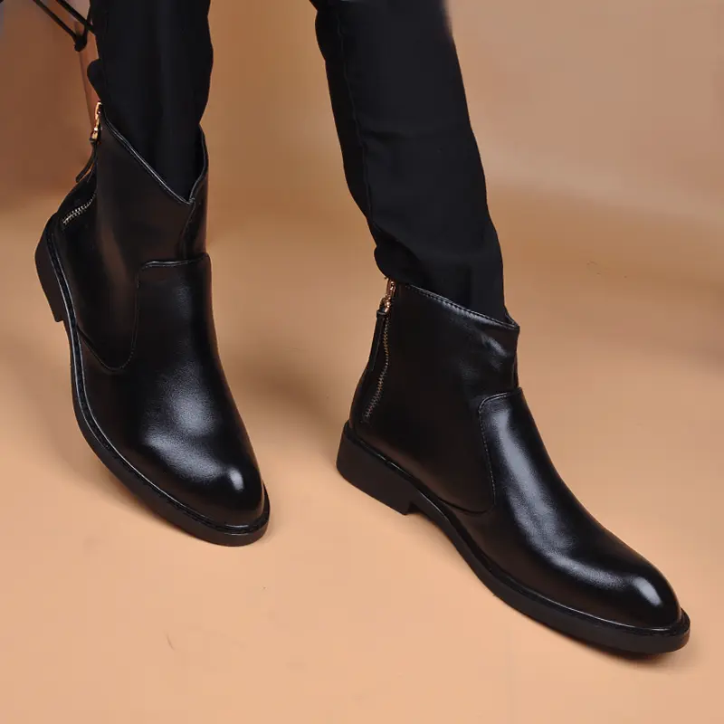 England style mens fashion chelsea boots brand designer shoes cowboy original leather boot spring autumn ankle botas masculinas