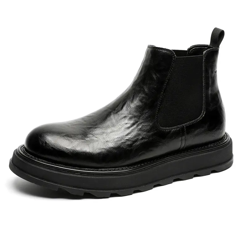 mens fashion party prom dress chelsea boots black stylish platform shoes cowboy original leather boot handsome ankle botas mans