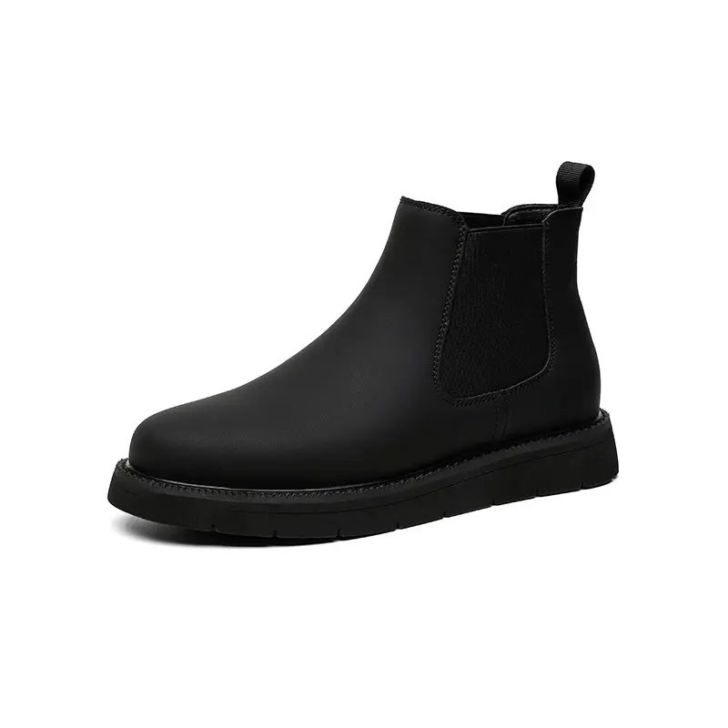 men's casual chelsea boots original leather flats shoes black stylish cowboy ankle boot business dress spring autumn short botas