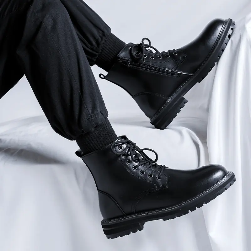 men casual original leather boots black tide platform shoes business office dress cowboy spring autumn boot ankle botas zapatos