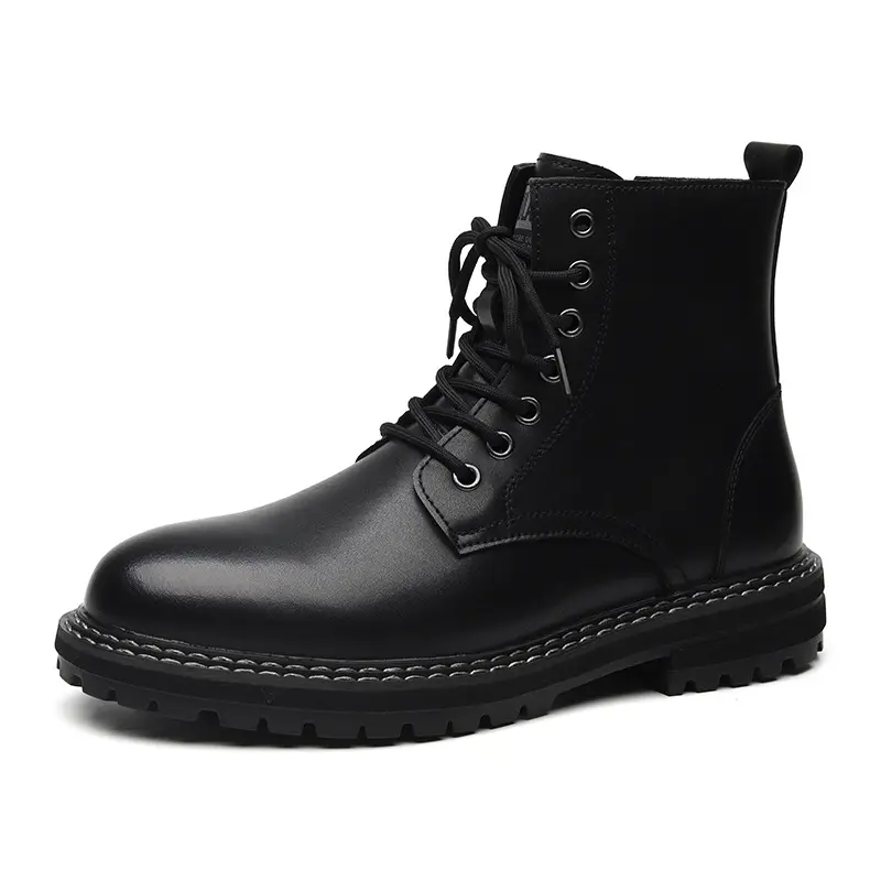 men casual original leather boots black tide platform shoes business office dress cowboy spring autumn boot ankle botas zapatos