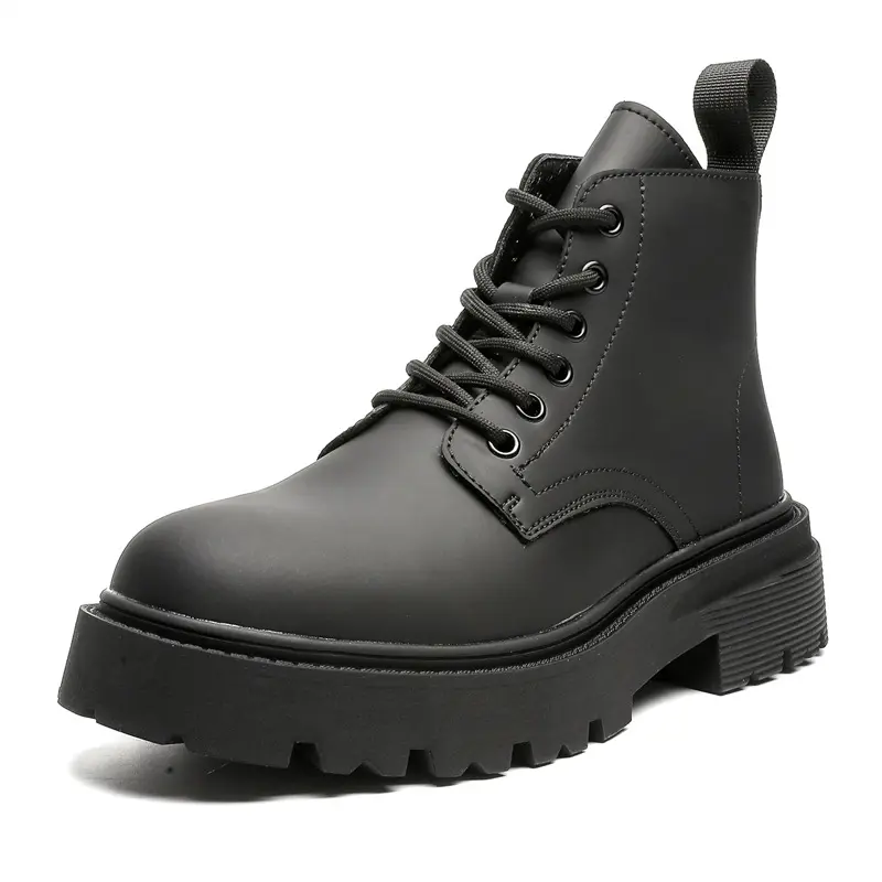 men's casual business wedding original leather boots black stylish lace-up shoes cowboy autumn winter boot platform ankle botas