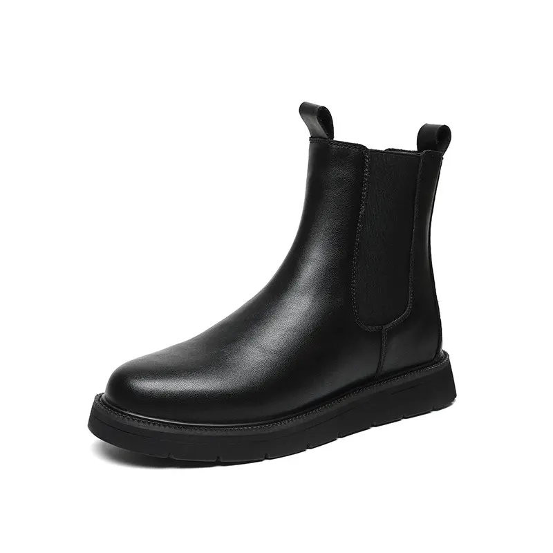 mens fashion chelsea boots black original leather shoes party banquet dress cowboy high top chimney boot flats ankle botas male
