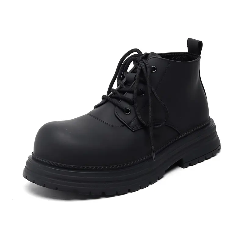 men's casual business office dress platform boots black trendy autumn winter shoes cowboy natural leather boot ankle botas male