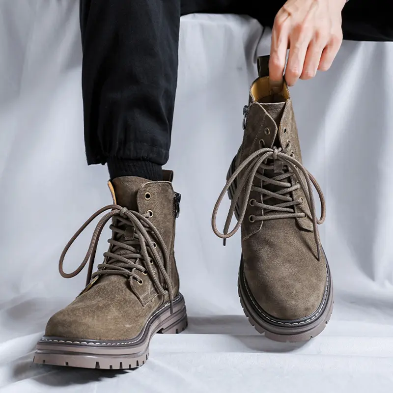 mens casual desert boots breathable cow suede leather shoes outdoors cowboy tooling work boot spring autumn platform ankle botas