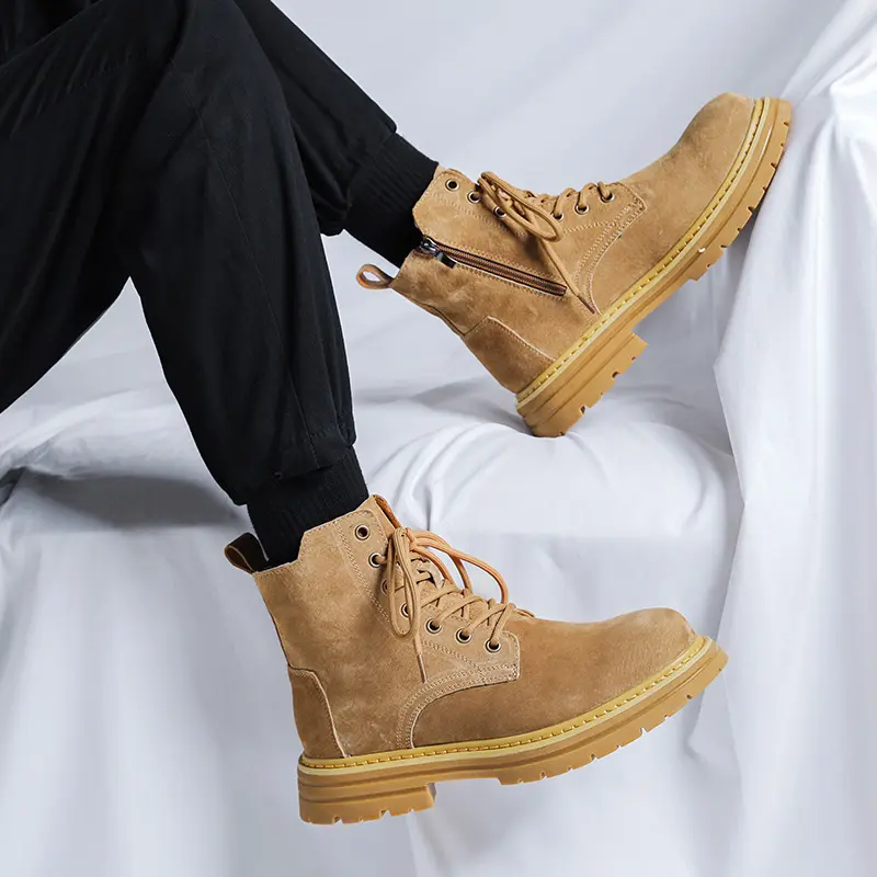 mens casual desert boots breathable cow suede leather shoes outdoors cowboy tooling work boot spring autumn platform ankle botas