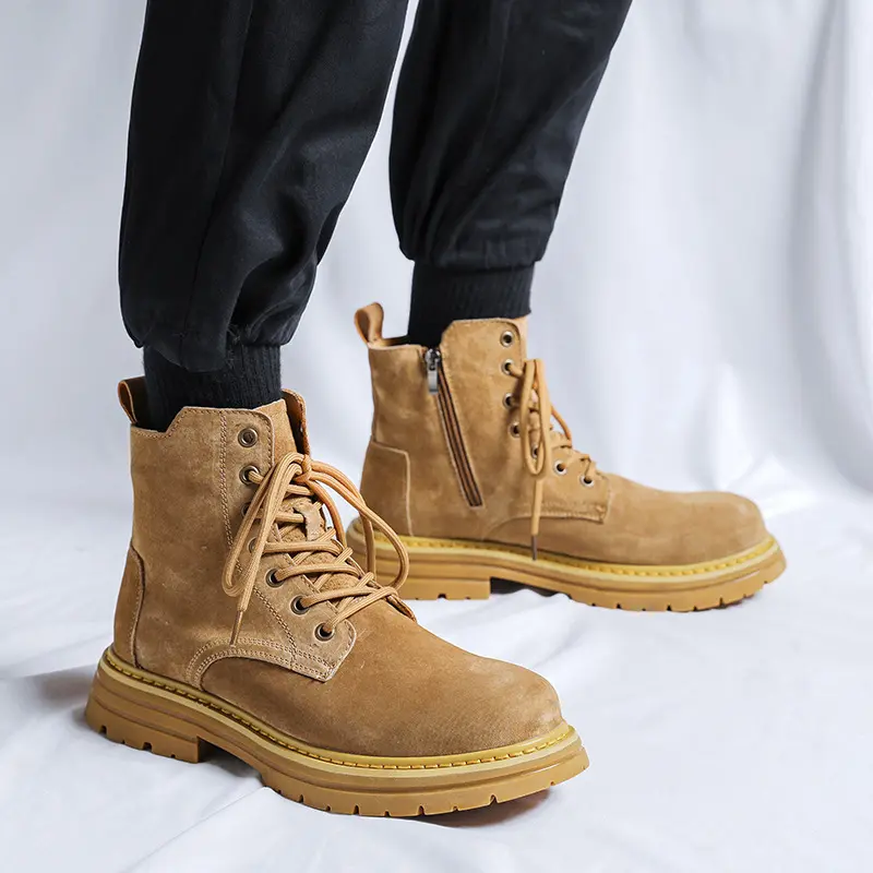 mens casual desert boots breathable cow suede leather shoes outdoors cowboy tooling work boot spring autumn platform ankle botas