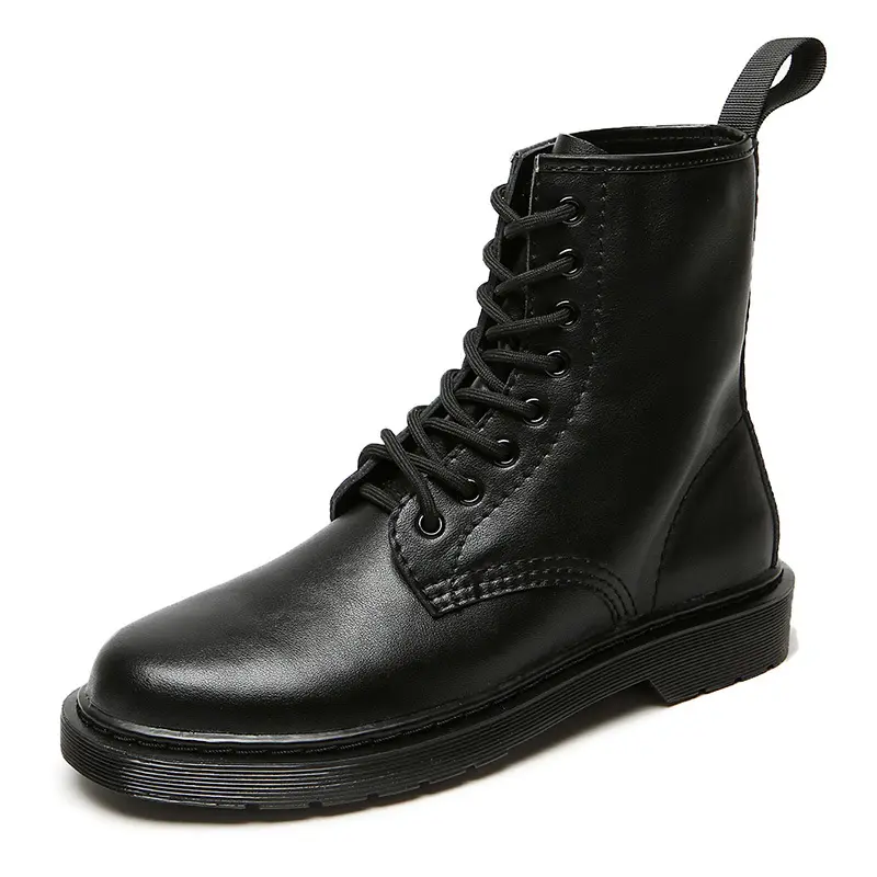 British style high top motorcycle boots for men fashion black autumn winter shoes lace-up cowboy boot original leather botas man