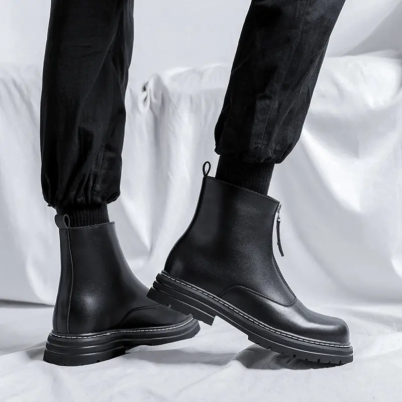 brand designer men's boots fashion trend genuine leather shoes party nightclub dresses cowboy chelsea boot platform ankle botas