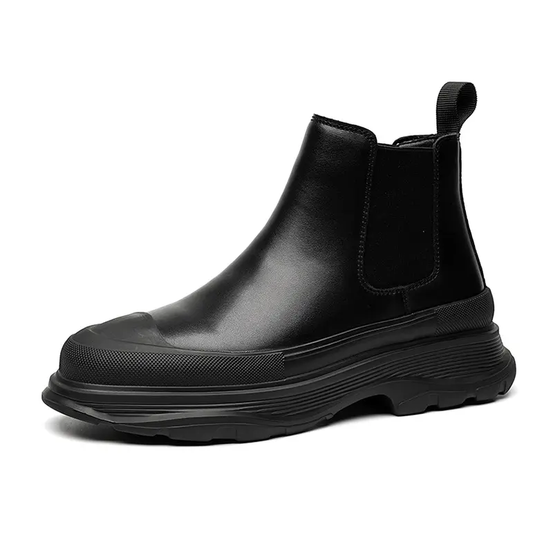 mens fashion chelsea boots black trendy genuine leather shoes party banquet dress cowboy platform boot handsome ankle botas mans