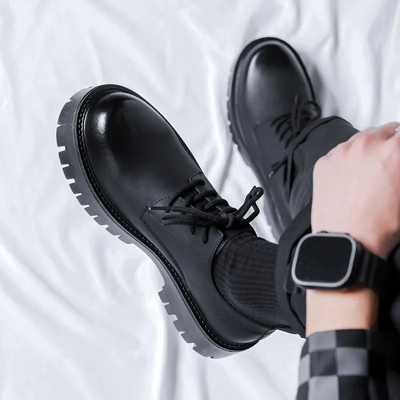 England style men fashion wedding party dress original leather shoes lace-up derby shoe breathable platform footwear gentleman