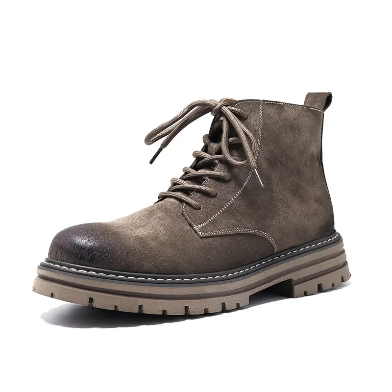 large size men casual desert boots pig leather shoes outdoors cowboy autumn winter boot handsome platform ankle botas masculinas