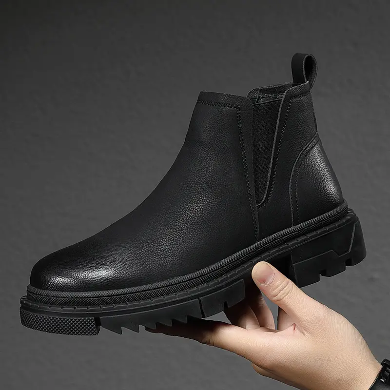 England style men's leisure chelsea boots brand designer shoes black trend original leather boot cowboy platform ankle botas man
