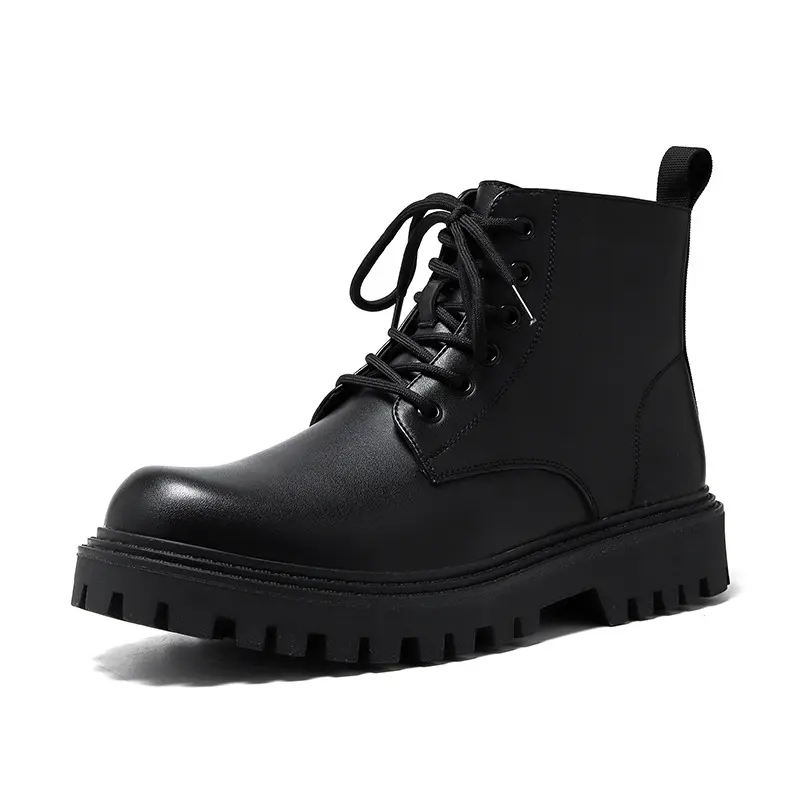 men's leisure original leather boots black tide platform shoes cowboy autumn winter boot business office dress ankle botas male