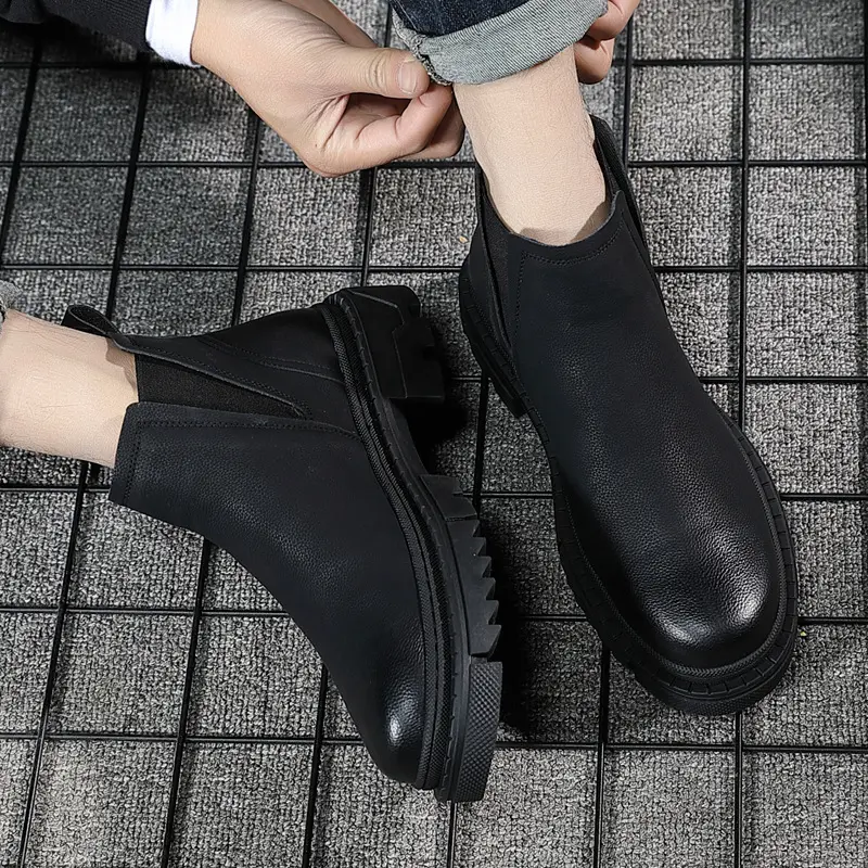 England style men's leisure chelsea boots brand designer shoes black trend original leather boot cowboy platform ankle botas man
