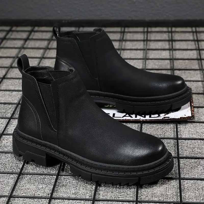 England style men's leisure chelsea boots brand designer shoes black trend original leather boot cowboy platform ankle botas man